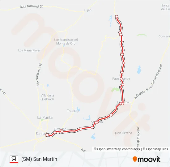 INTERURBANO Bus Line Map
