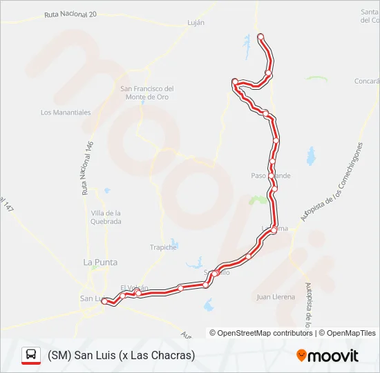 INTERURBANO Bus Line Map