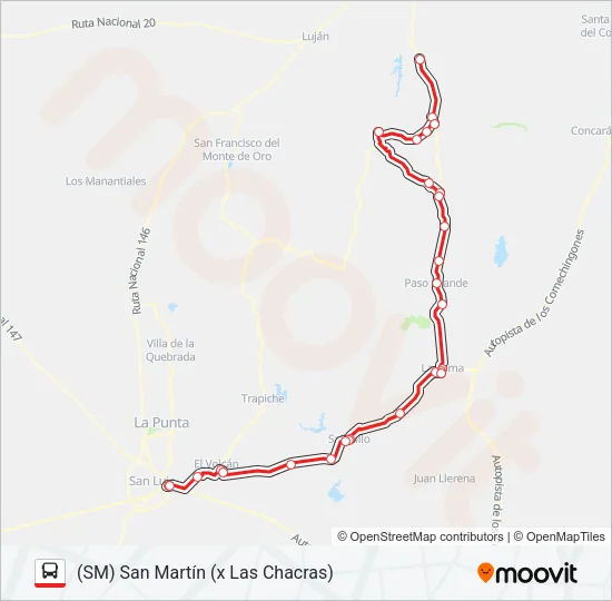 INTERURBANO Bus Line Map
