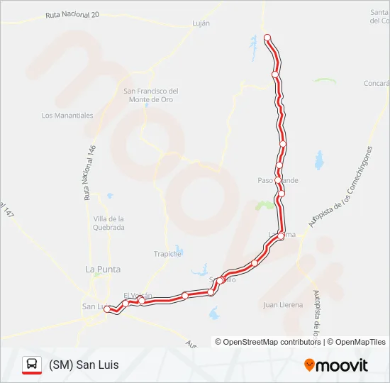 INTERURBANO Bus Line Map