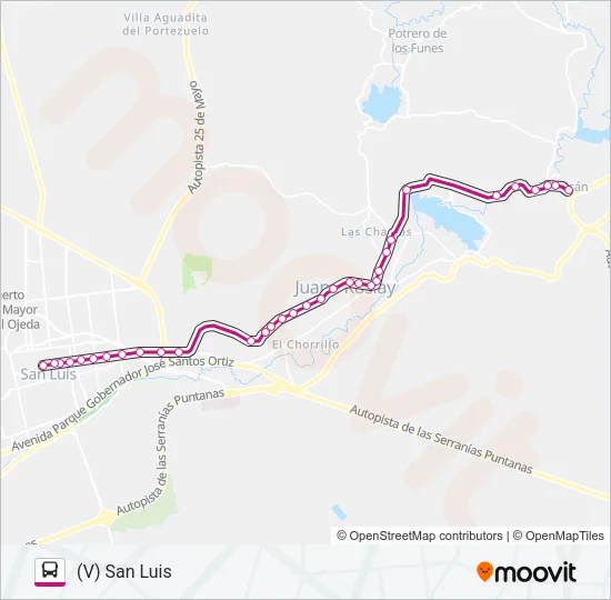 1700 INTERURBANO Bus Line Map