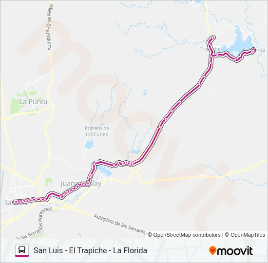 1900 INTERURBANO Bus Line Map