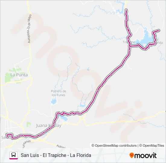 1900 INTERURBANO Bus Line Map