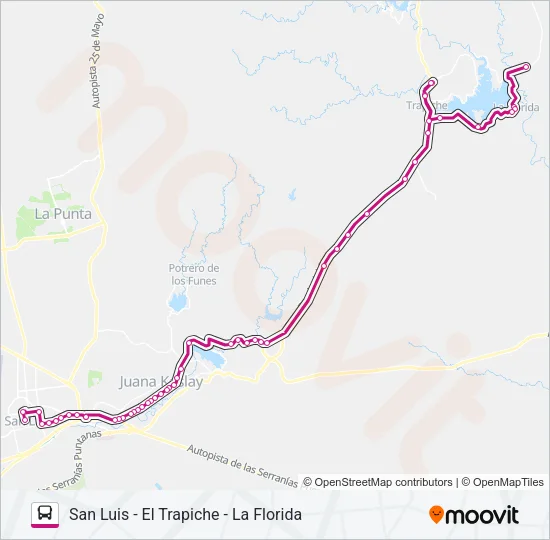 1900 INTERURBANO Bus Line Map