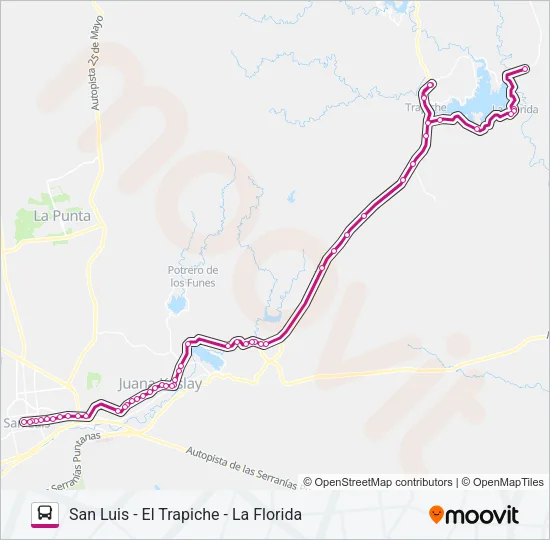 1900 INTERURBANO Bus Line Map