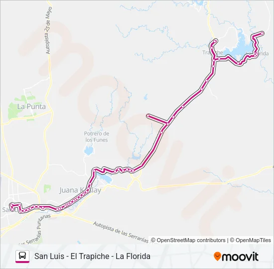 1900 INTERURBANO Bus Line Map