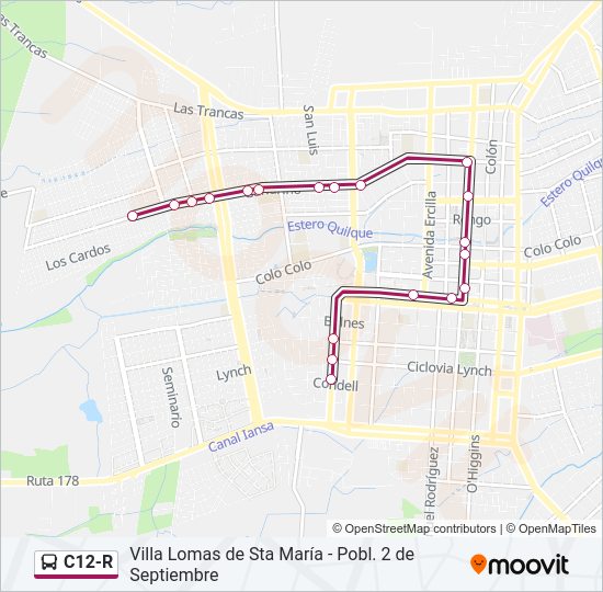 Mapa de C12-R de autobús
