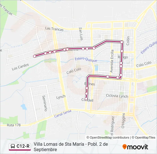C12-R Bus Line Map