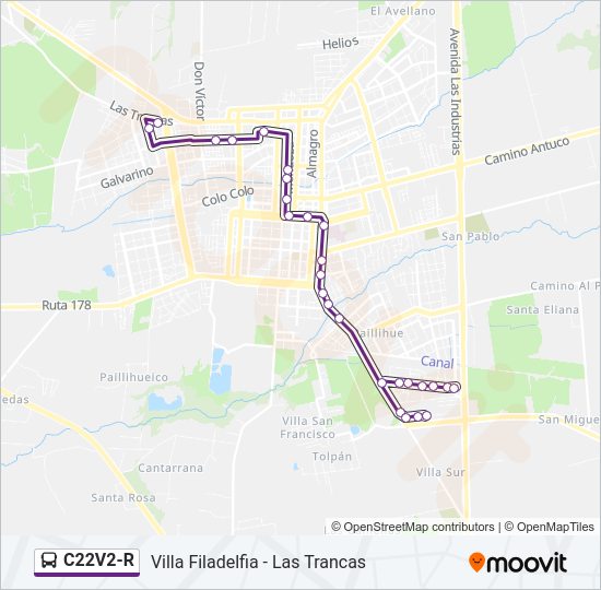 Mapa de C22V2-R de autobús
