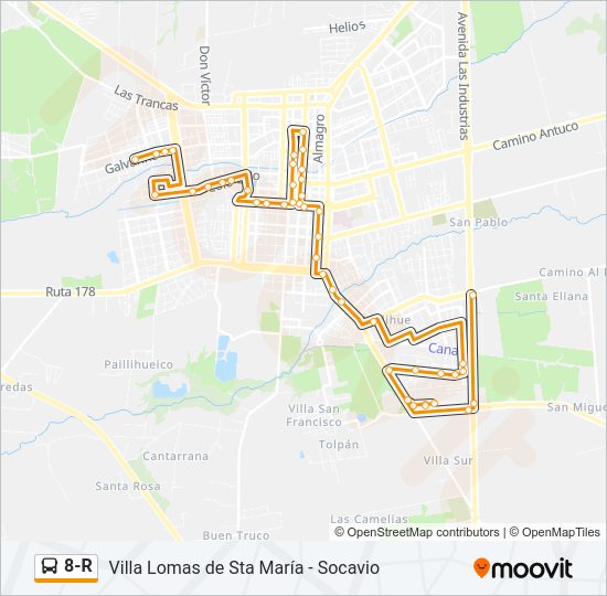 Mapa de 8-R de autobús