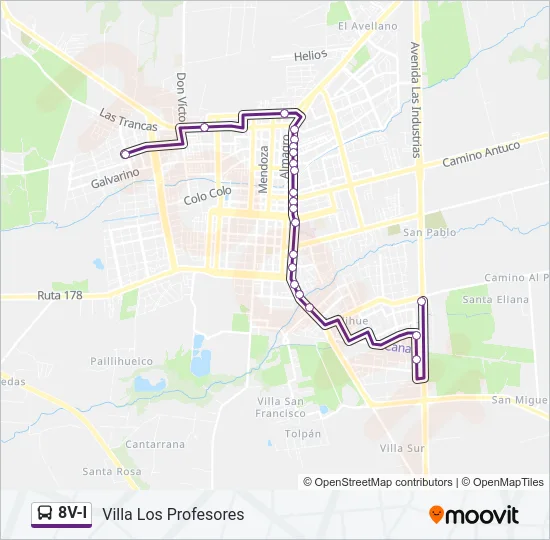 8V-I Bus Line Map