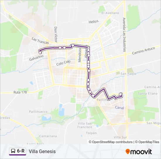 Mapa de 6-R de autobús
