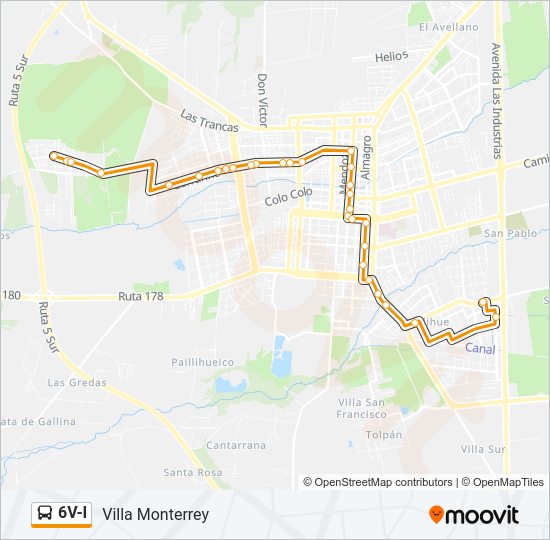 Mapa de 6V-I de autobús
