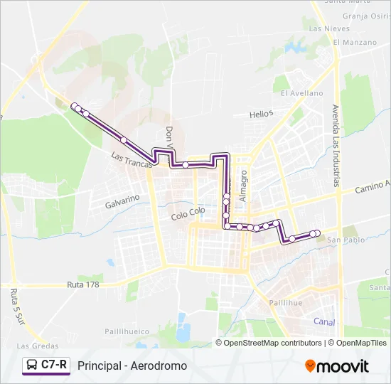 C7-R Bus Line Map