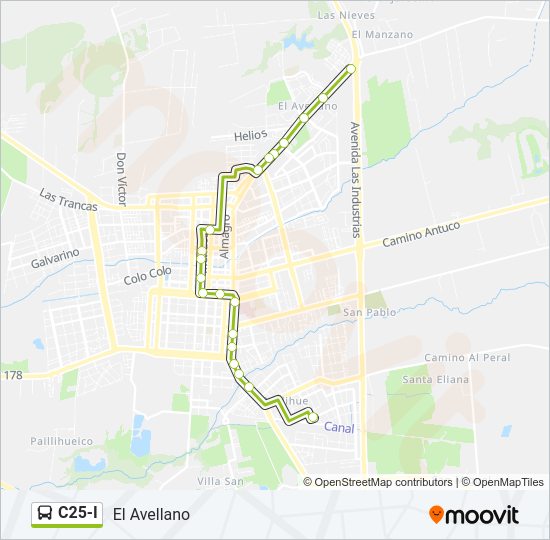 Mapa de C25-I de autobús