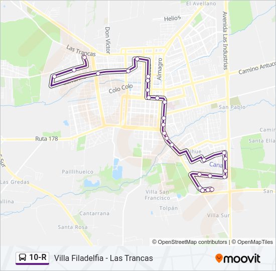 Mapa de 10-R de autobús