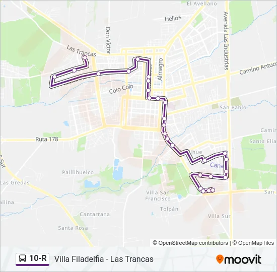 10-R Bus Line Map