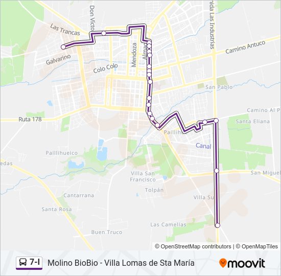 Mapa de 7-I de autobús