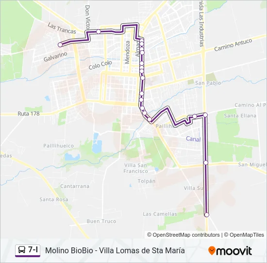 7-I Bus Line Map