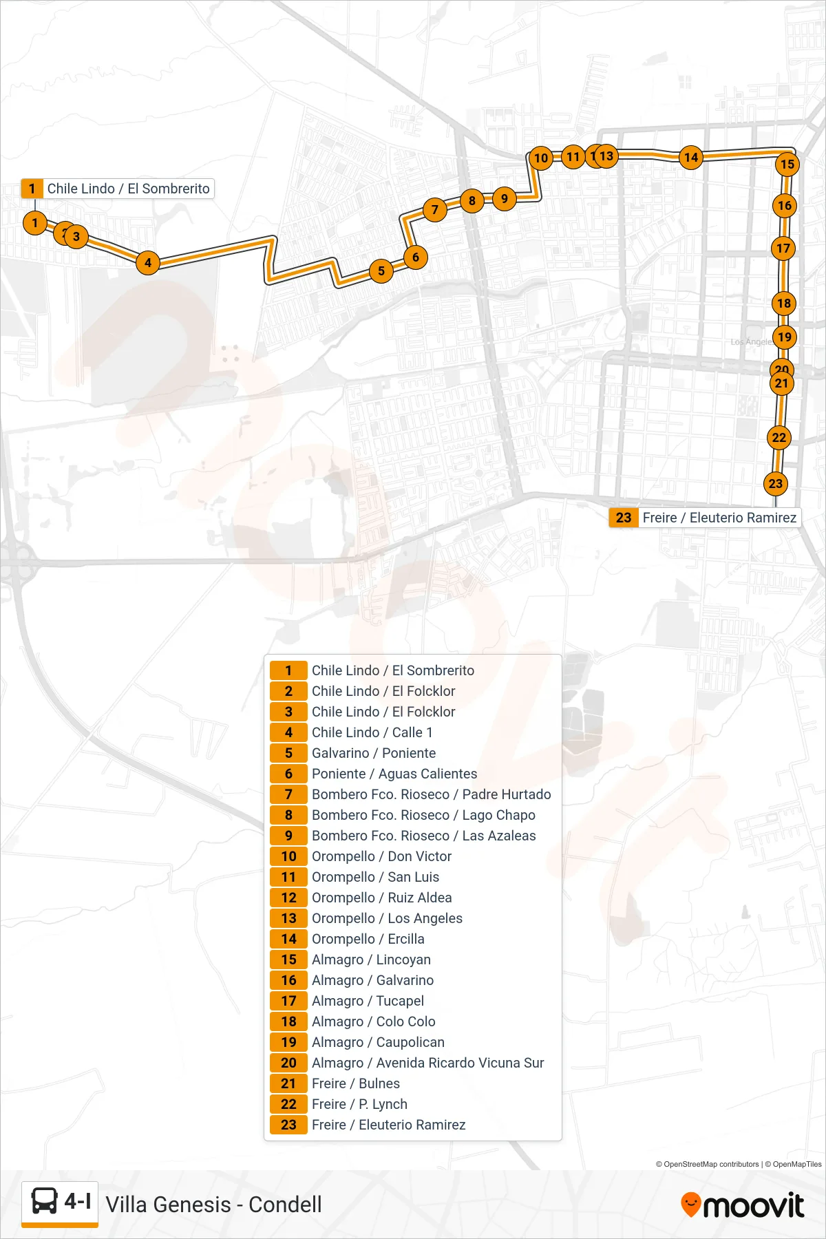 4-I bus Line (Condell) route and stops on a map