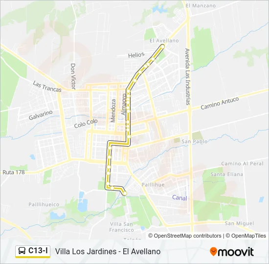 C13-I Bus Line Map