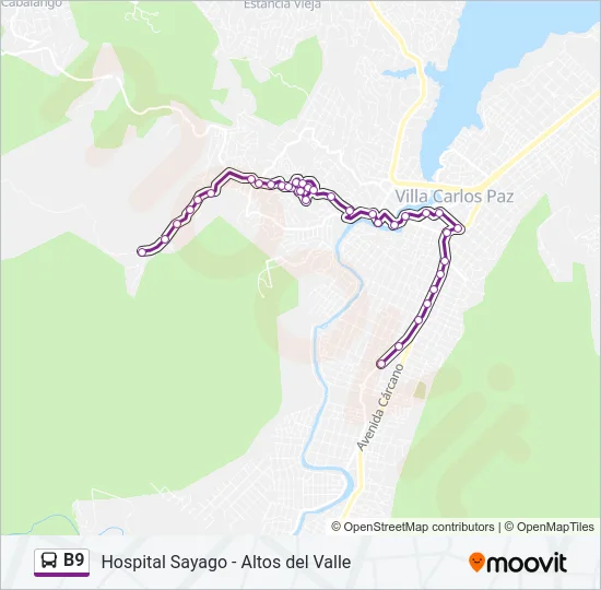 B9 Bus Line Map