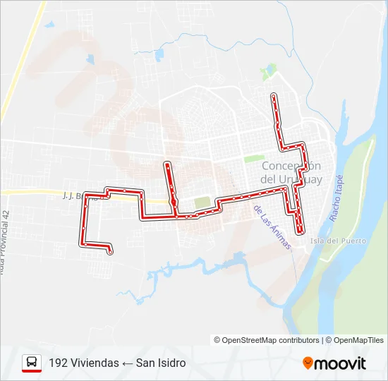 192 VIVIENDAS Bus Line Map