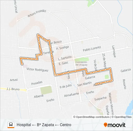HOSPITAL - CENTRO - Bº ZAPATA Bus Line Map