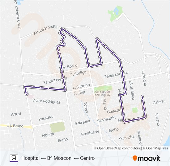 Mapa de HOSPITAL - CENTRO - Bº MOSCONI de autobús