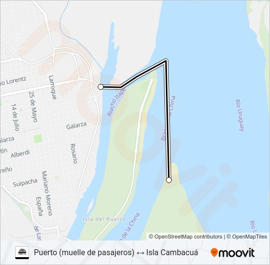 PUERTO ↔ CAMBACUÁ Ferry Line Map