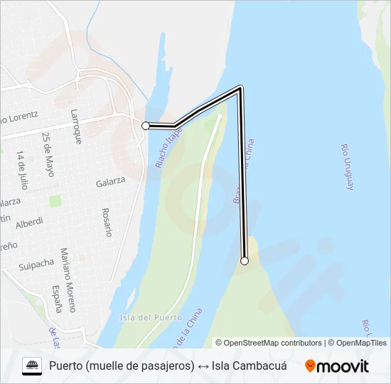 PUERTO ↔ CAMBACUÁ Ferry Line Map