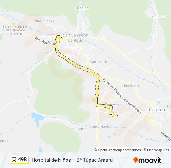 Mapa de 49B de autobús