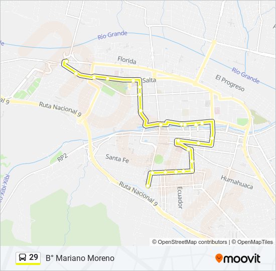 Mapa de 29 de autobús