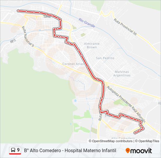 Mapa de 9 de autobús