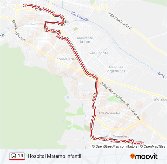 Mapa de 14 de autobús
