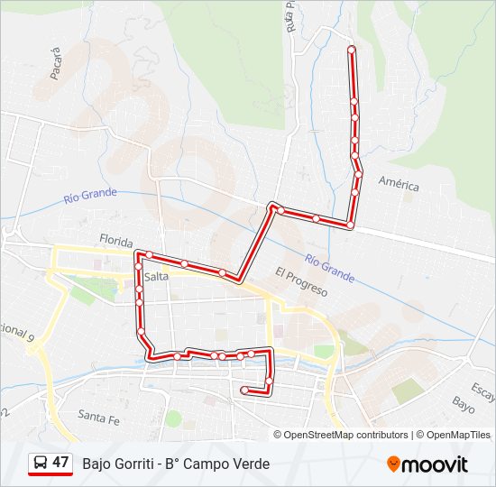 Mapa de 47 de autobús