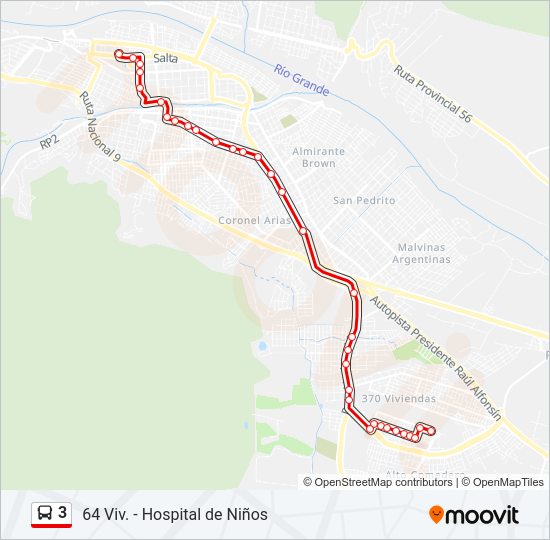 Mapa de 3 de autobús