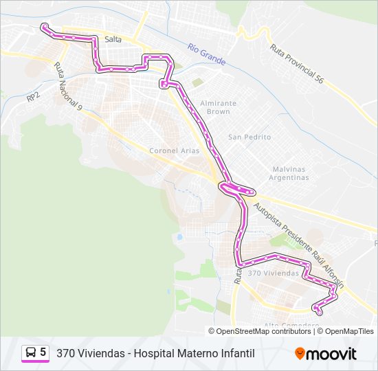 Mapa de 5 de autobús