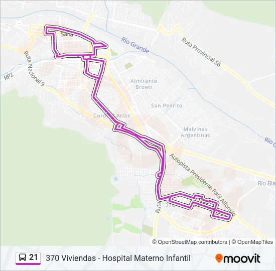 21 Bus Line Map