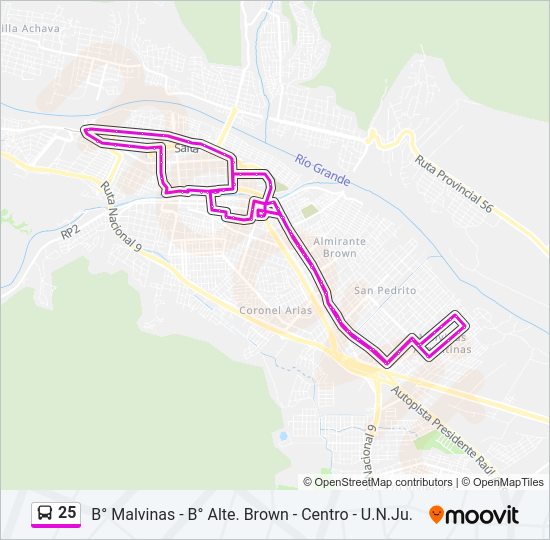 Mapa de 25 de autobús