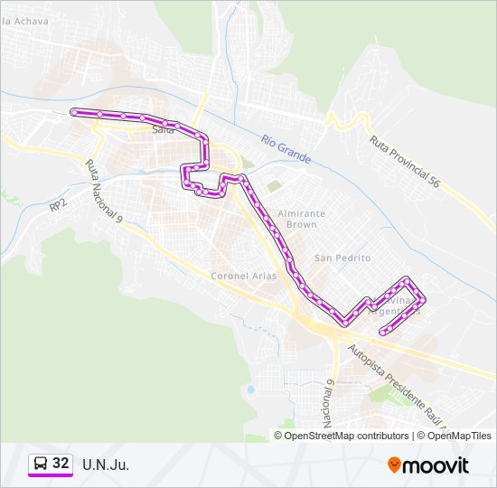 Mapa de 32 de autobús