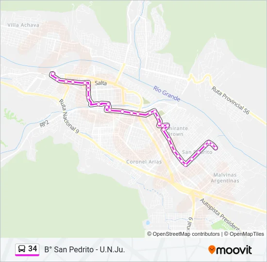 34 Bus Line Map