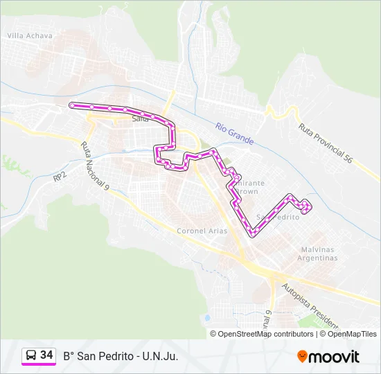 34 Bus Line Map