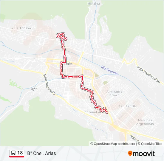 18 Bus Line Map