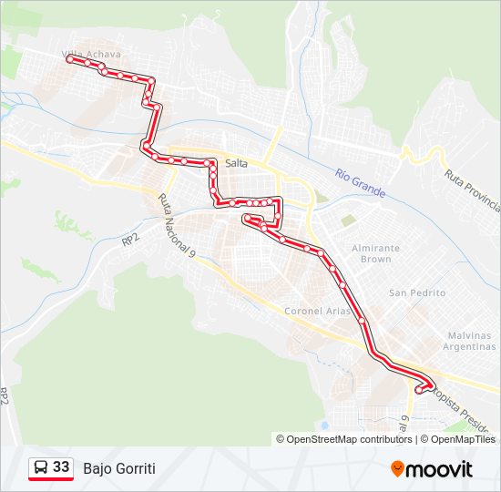 Mapa de 33 de autobús