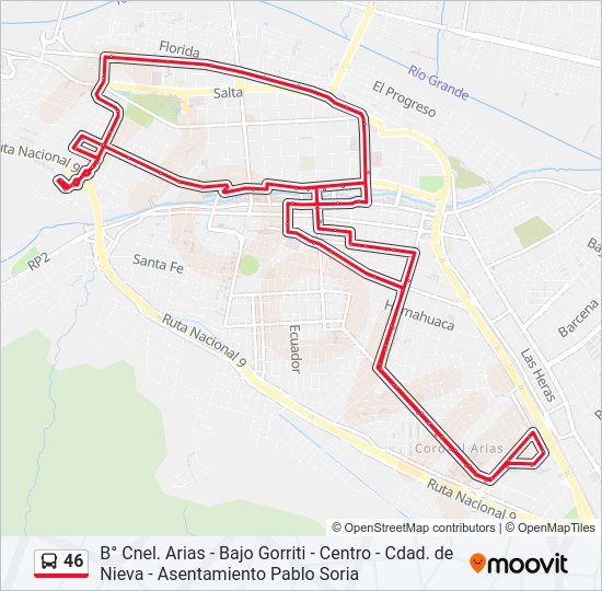 Mapa de 46 de autobús
