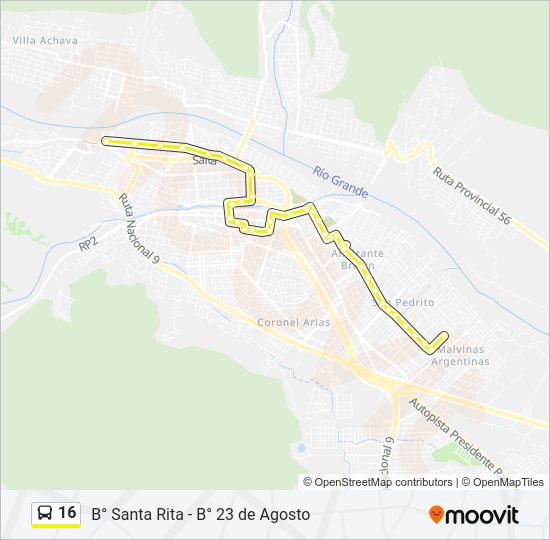 Mapa de 16 de autobús