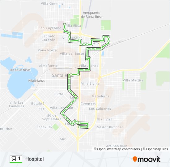 Mapa de 1 de autobús