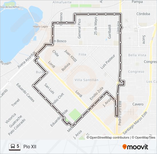 Mapa de 5 de autobús