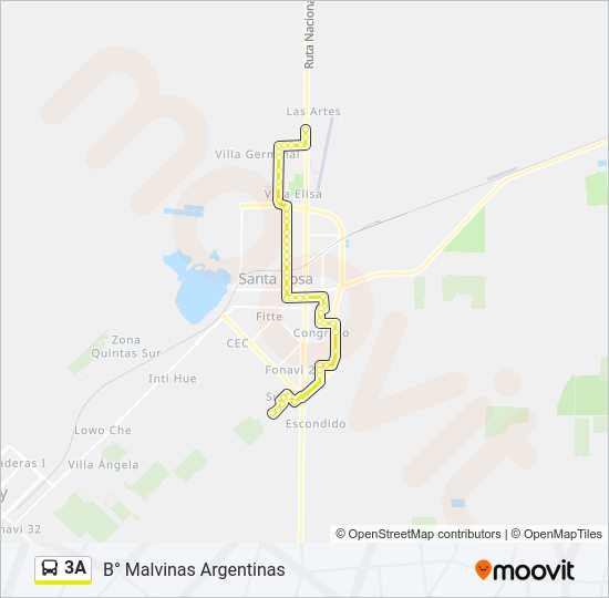 Mapa de 3A de autobús